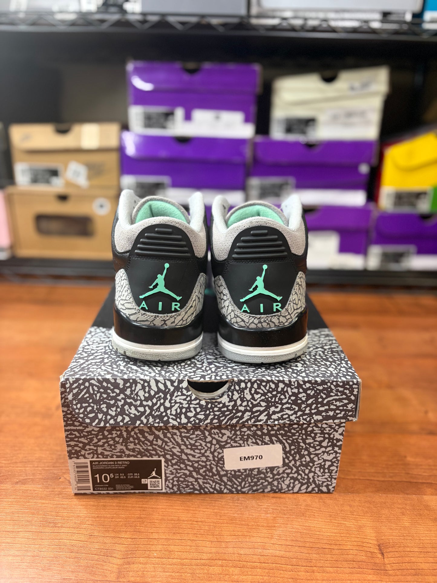 Jordan Retro 3 Green Glow (Size 10.5 Mens)