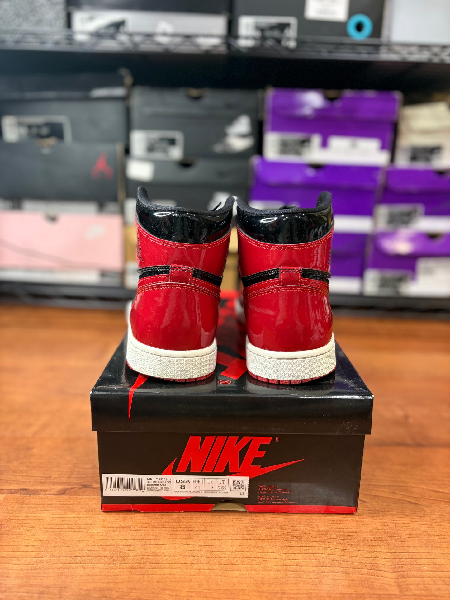 Jordan Retro 1 Patent Bred (Size 8 Mens)