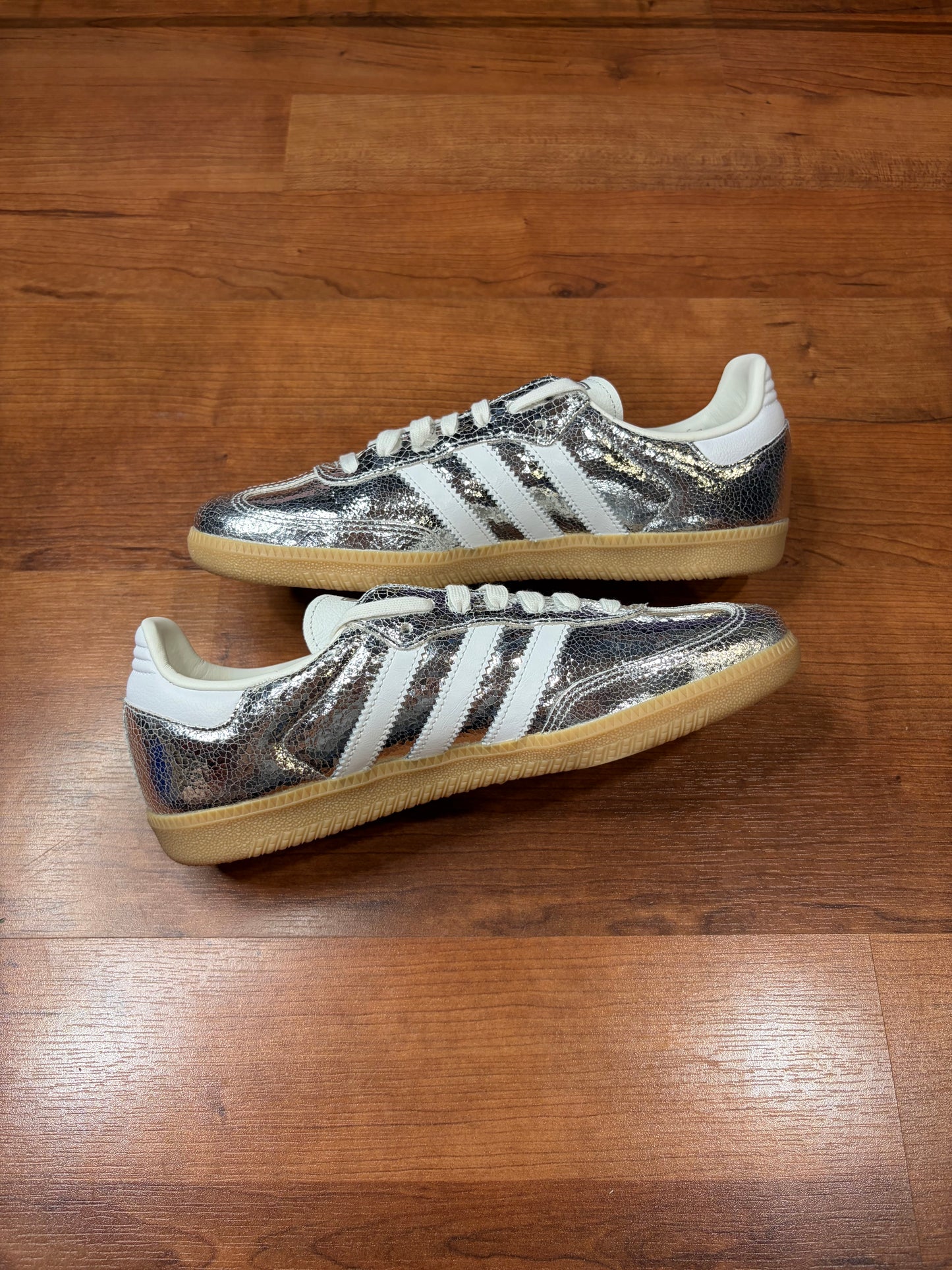 Adidas Samba Cracked Metallic Silver (Brand New -  9.5W / 8M)