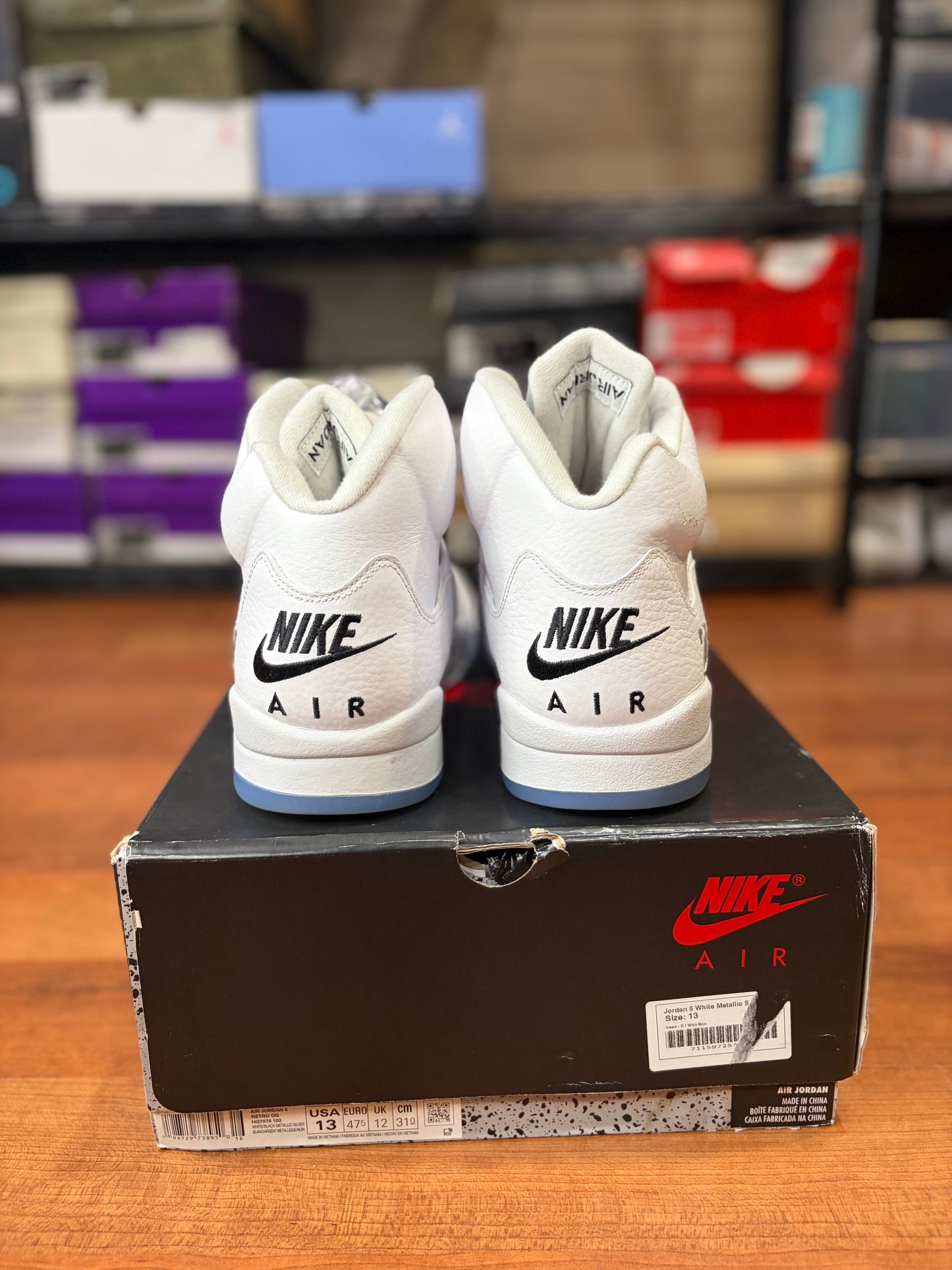 Jordan Retro 5 White Metallic (Size 13 Mens)
