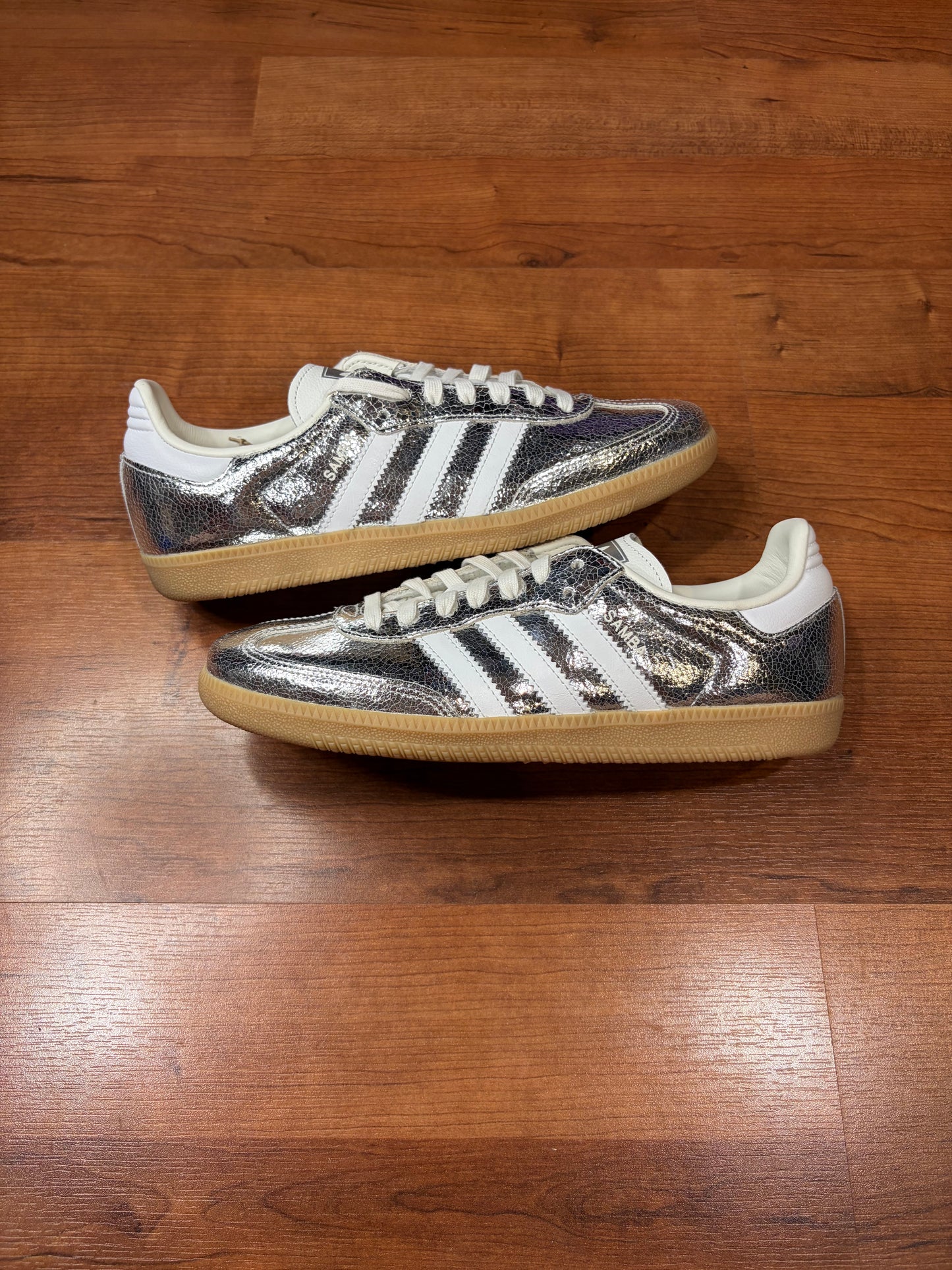 Adidas Samba Cracked Metallic Silver (Brand New -  9.5W / 8M)
